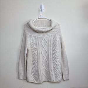 Billabong Sweater Women's Medium Cream Cowl Neck Knit Sweater Pullover Classic